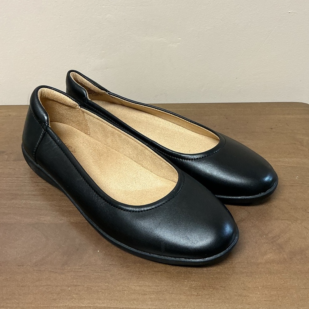 NEW Naturalizer Women's Sz 9 M Flexy Black Leather Comfort Ballet Flats Shoes